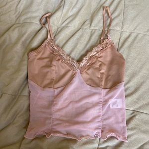 NWOT Verge Girl Nude Mesh Cami